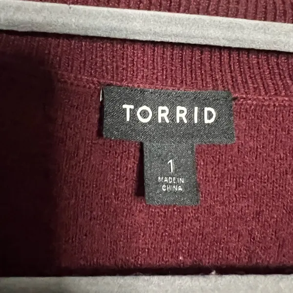 Torrid Burgundy Maroon Silver Sequin Moon Mock Neck Sweater 1X - Image 6
