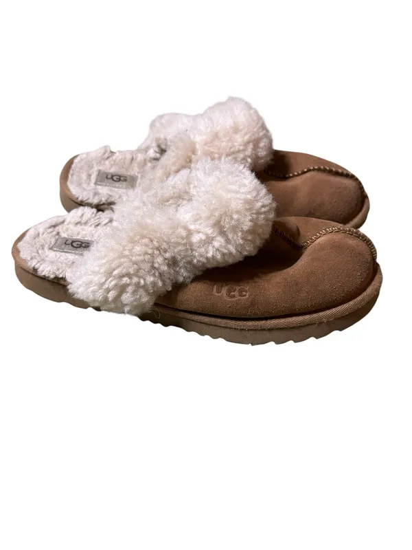UGG Coquette Suede Sheepskin Slippers Chestnut Women's Size 6 Lug Sole 5125 Warm - Image 4