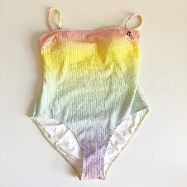 NWT Perfect Moment Women Pastel Rainbow Ombre Sol‎ Crinkle One Piece Swimsuit XL - Image 3