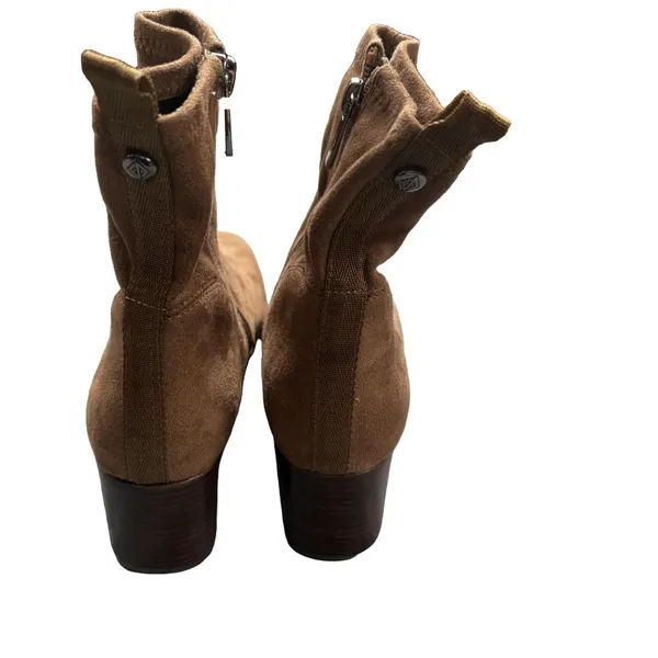 Donald J. Pliner‎ Size 7 Stretch Saddle Suede Brown Boots NWOT - Image 3
