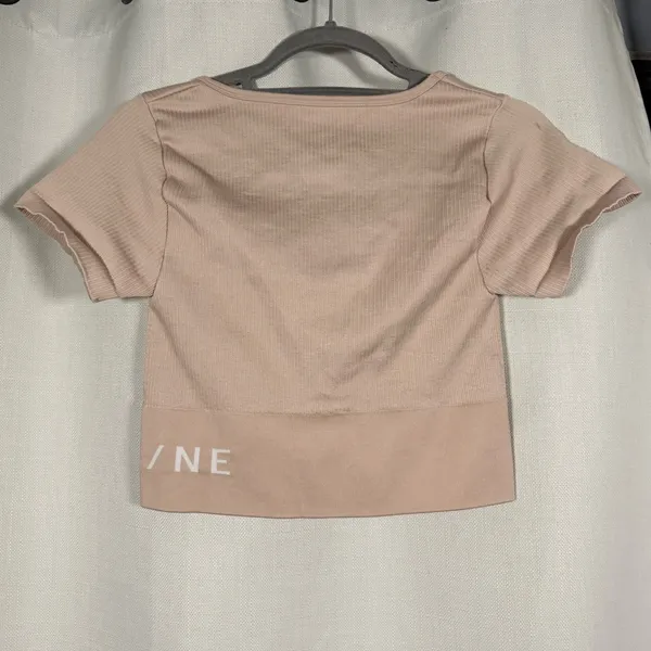 Offline by Aerie OG Groove Crop Top Tee in Neutral Blush Size Large - Image 3