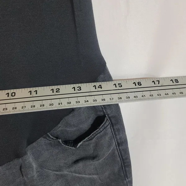 Time & Tru Maternity Jeans Small 4-6 Black Denim Gray Skinny Full Belly Panel - Image 6