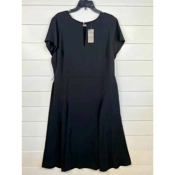Lauren Ralph Lauren Black Short Sleeve Metal Plaque Keyhole Crew Neck Dress 16 - Image 2