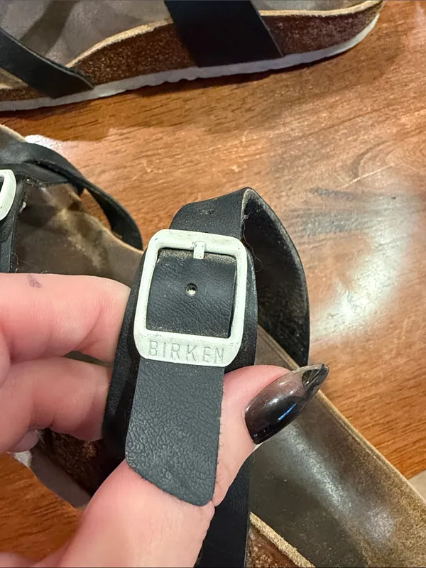 Birkenstock Black Double-Strap Toe Loop Sandals with Silver Buckles - Image 3