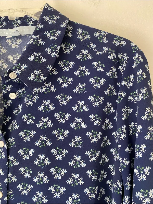 Hill House James Navy Blue Posey Floral Button Down Shirt size medium - Image 6