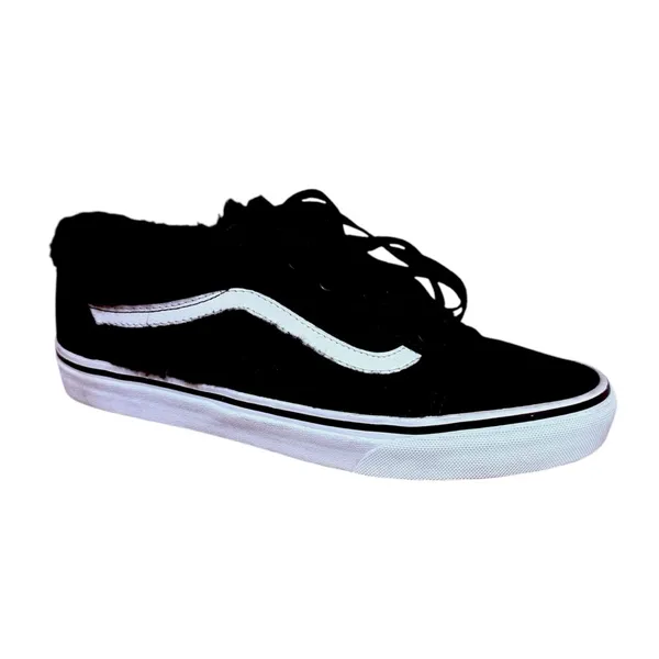 Vans Old Skool Sneakers Black Excellent‎ Sherpa Faux Fur Womens 7.5 Mens 6.0 - Image 2