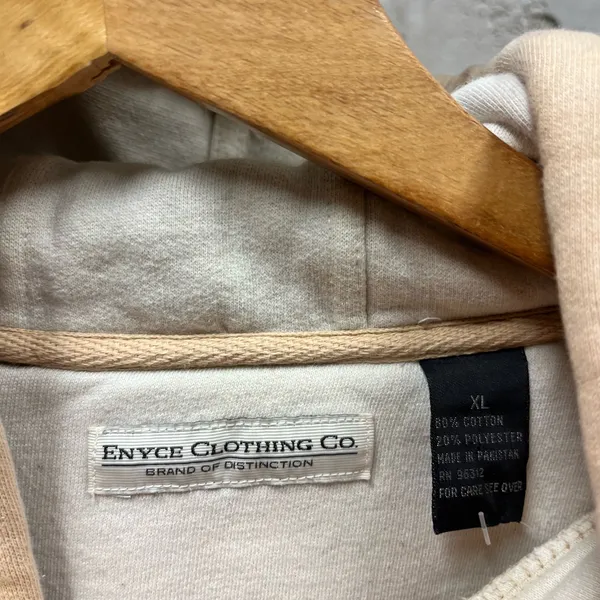 ENYCE Vintage Y2K Beige Orange Logo Pullover Sweatshirt Hoodie Skater Oversized - Image 3