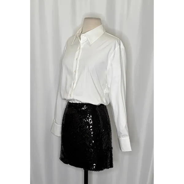 Anthropologie MARE MARE Buttondown Sequin Twofer‎ Dress Black White X-Small - Image 6