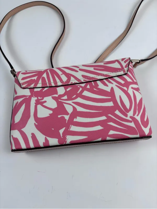 Kate Spade New York Crossbody Bag Pink White Palm Leaf Print - Image 5