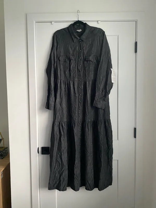 Avenue Women's Plus Size Denim Tiered Shirtdress New 16 - Image 4