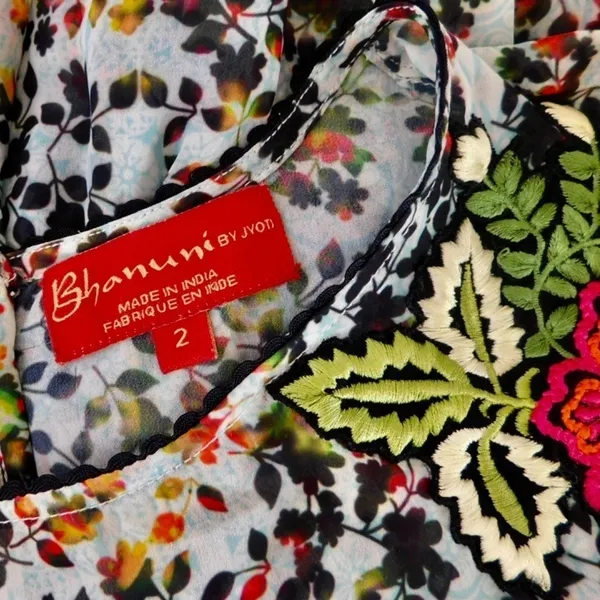 Anthropologie BHANUNI by JYOTI Libra Embroidered Tunic Dress Floral Size 2 - Image 11