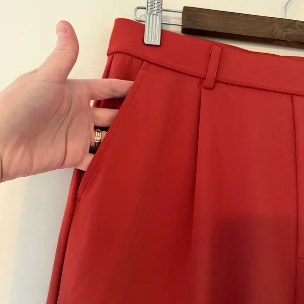Halara Wide Leg High Rise Orange Red Pull‎ On Pants Comfy Stretch Pant Workwear - Image 4