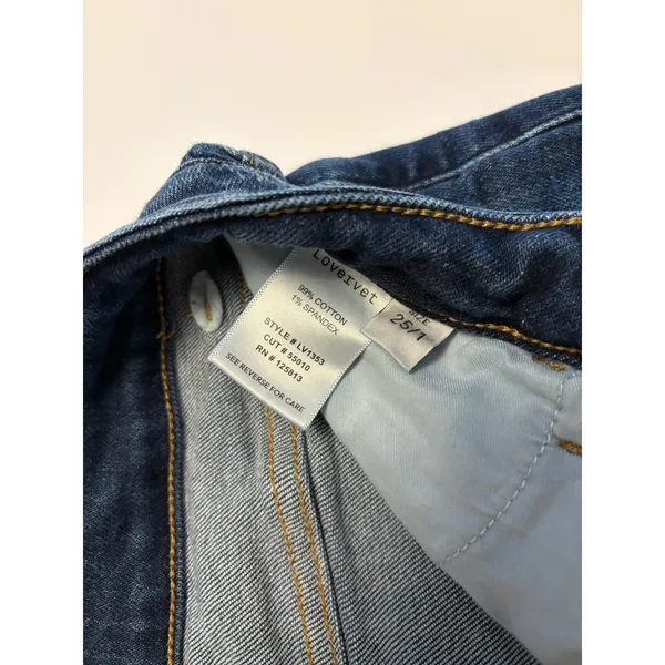 Lovervet by Vervet Wide Leg Jeans Womens 25/1 Dark Wash Raw Hem High Rise LV1353 - Image 5