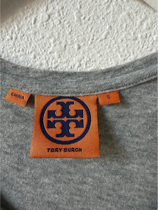 Tory Burch Velvet Studded Logo Long Sleeve T Shirt Gray Size Small Neutral - Image 3