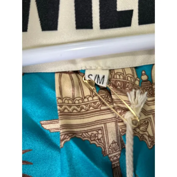 WILD Teal Velvet Blazer Jacket Double Breasted Boho Luxe Statement Eclectic S/M - Image 6