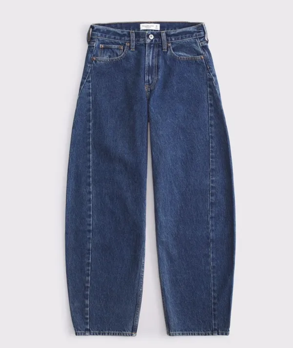 Abercrombie Black Mid-Rise Barrel Jean - Image 7