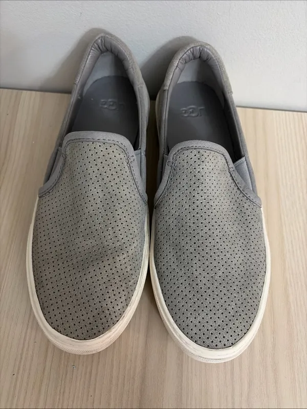 UGG Grey Perforated Slip-On Sneakers with White Platform - Image 3