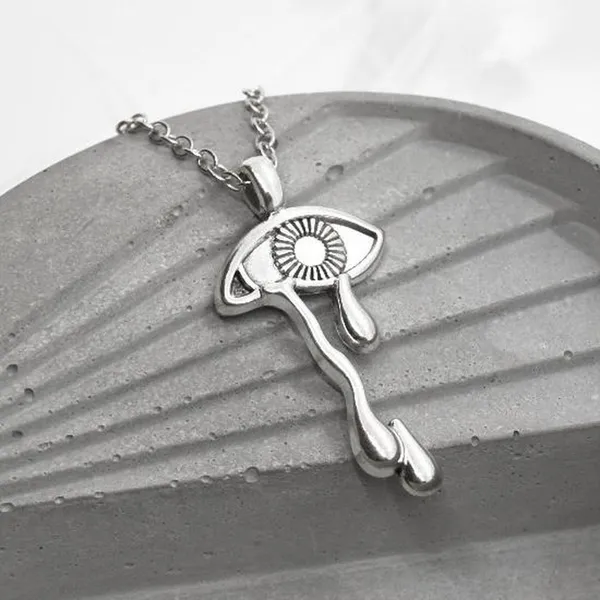 Trippy Dripping Eye Necklace Silver - Image 2