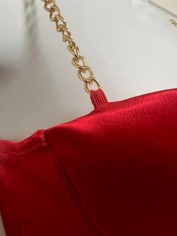 UNBRANDED Red Chain Strap Cropped Top - Image 7
