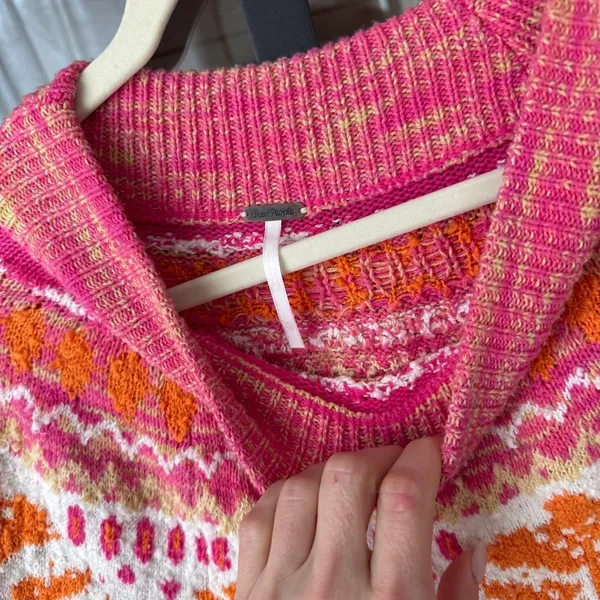 Free People fair isle Nellie Sweater Whisper White Combo bunny easter textured - Image 4