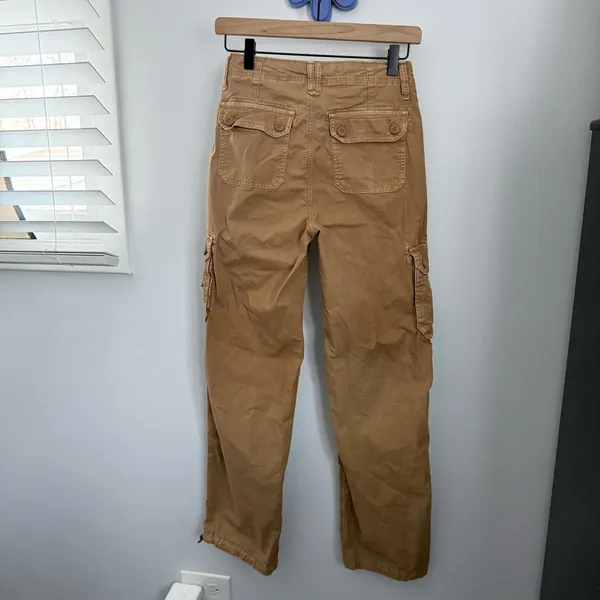 American Eagle 00 Baggy Joggers Cargo Skater Tan Streetwear Y2K Utility - Image 3