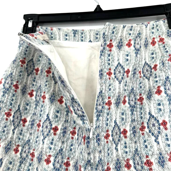 Loft size 2 pencil skirt blue gray‎ white red hidden rear zip - Image 3
