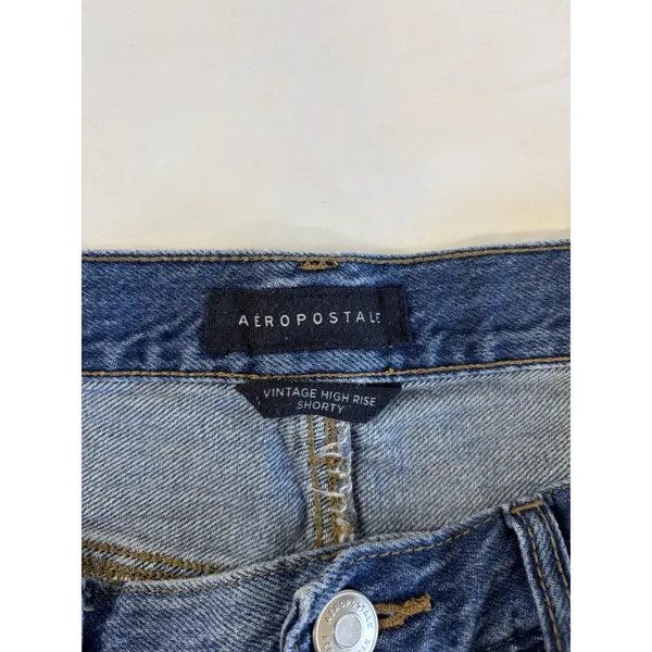 EUC Aeropostale Vintage High Rise Shorty Womens Jean Shorts, Distressed, Blue 6 - Image 6