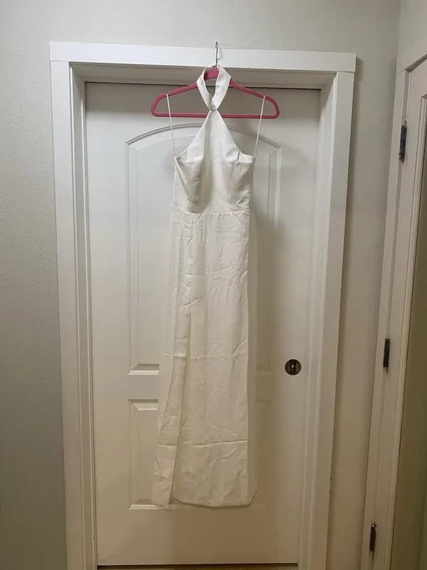 Amanda Uprichard Queens Dress Womens Small White Halter Smocked Maxi Wedding - Image 2