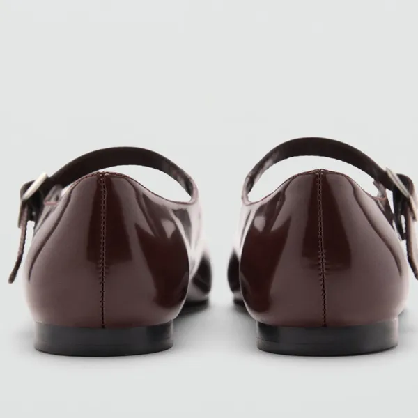 Mango Burgundy Patent Leather Mary Jane Flats - Image 3