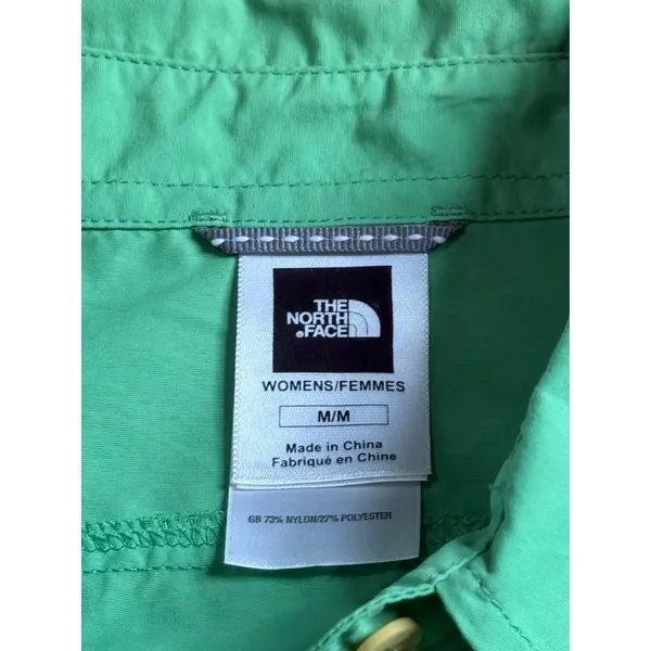 The North Face green button up roll tab sleeve sun protection vented hiking sz M - Image 3