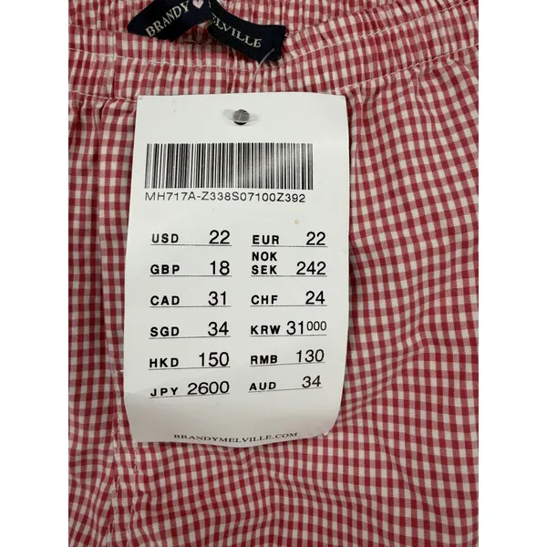 Brandy Melville Womens Lounge Shorts Red White Gingham Check One Size - Image 5
