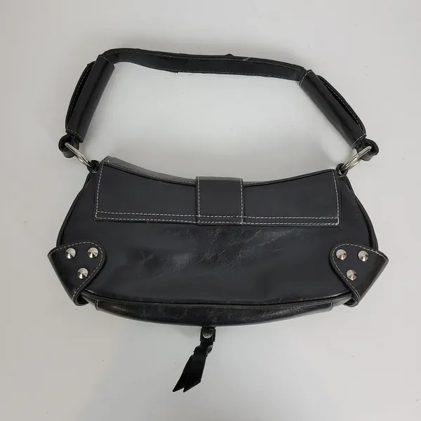 Vintage Aldo Womens Shoulder Bag 11" x 5" Black Leather Y2K Studded Snap Closure - Image 5