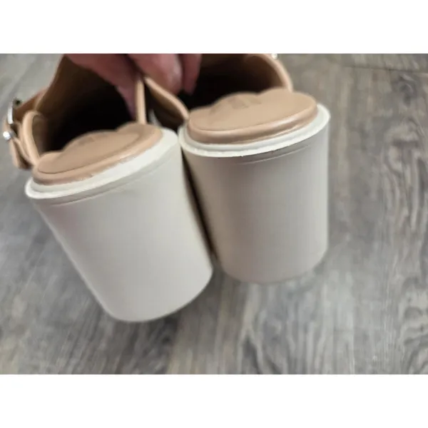 Journee Collection Brydie Platform Mule Beige Tan Heels Shoes Size 10 - Image 5