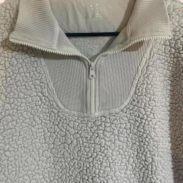 Women’s Aerie Dream Sherpa Quarter Zip Pullover Lilac Size XS - Image 2