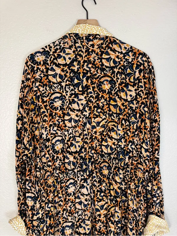 Free People Wild Nights Duster Kimono Black Floral Leopard Combo size Large $168 - Image 12