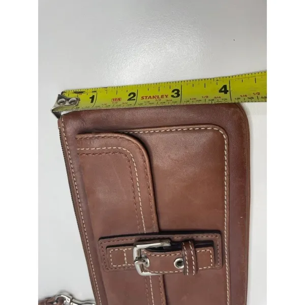 Coach Soho Brown Leather Wristlet Buckle Front Mini Bag Y2K Clutch - Image 9
