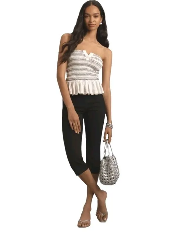 Anthropologie Maeve Tube Top Smocked White Size XLarge Ruffle feminine beach - Image 3