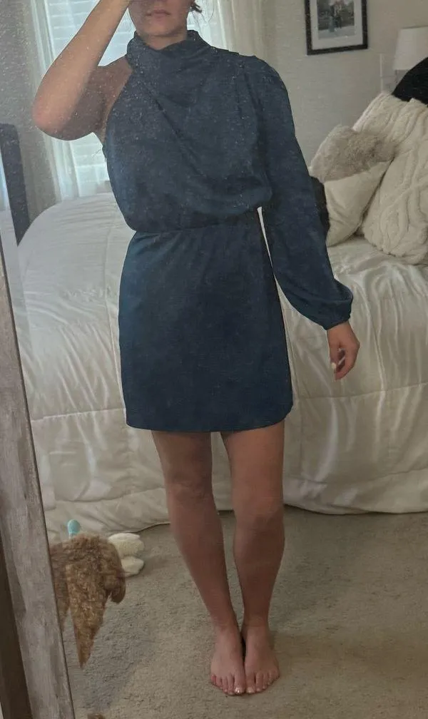 Blue one sleeve mini dress Size M - Image 2