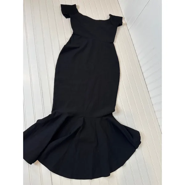 Lulus How Much I Care Black Off Shoulder Midi Dress Prom Party Holiday Medium - Image 6