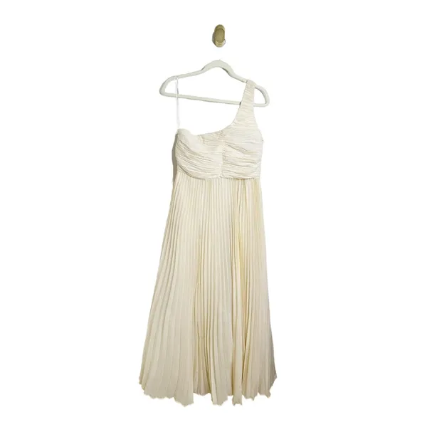 NWT Anthropologie Let Me Be One-Shoulder Pleated Maxi Dress Cream White Medium - Image 3