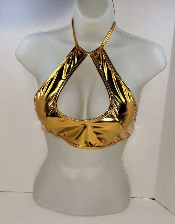 Super Sexy Metallic Gold Halter Style Top / Bra NWOT - Image 3