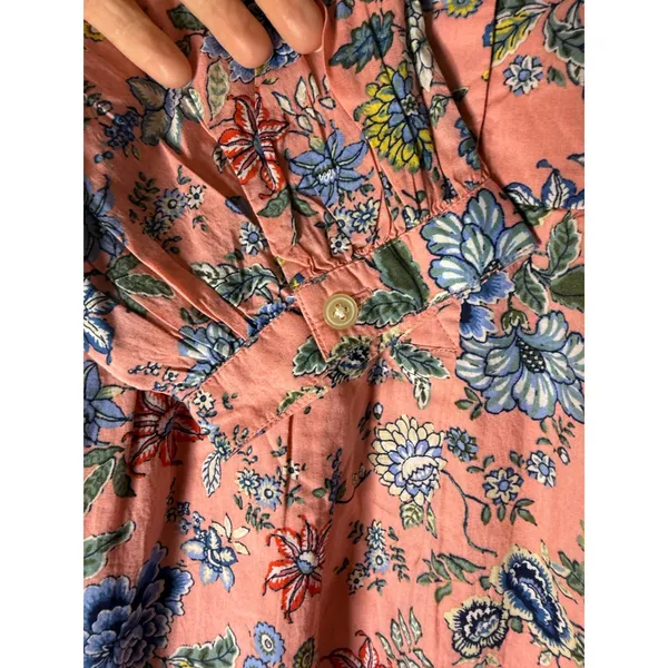 LOFT pink Floral Embroidered Swing Shirtdress‎ 3/4 sleeve size 10 - Image 3