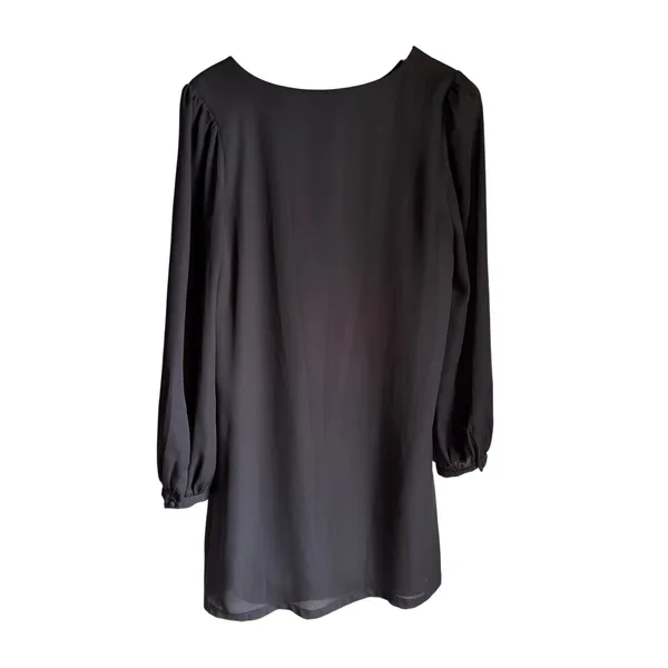 Tinley Road Black Shift Dress Small Sheer Sleeves Minimalist LBD - Image 3