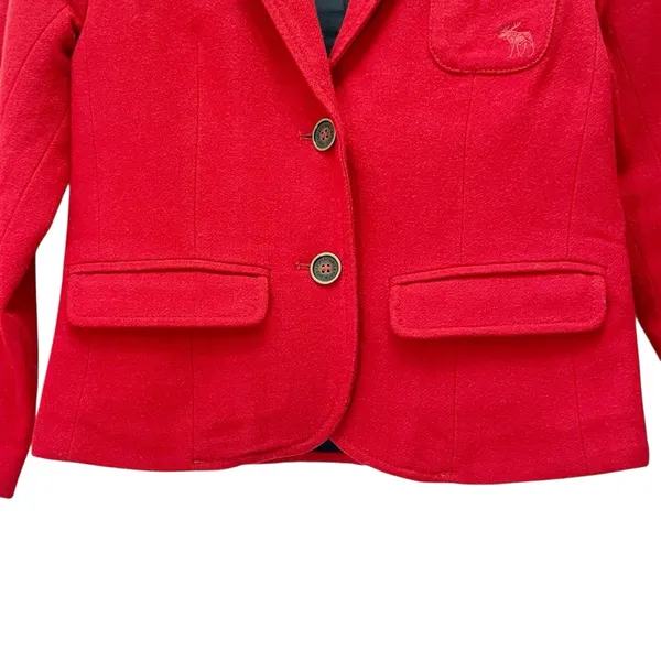 Abercrombie & Fitch Cropped Red Blazer Size XS Wool Blend 2 Button Jacket Preppy - Image 5