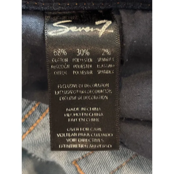 Seven7 Womens Mid Rise Micro Boot Jeans Dark Wash Embroidered Pockets 14W - Image 8