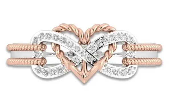 Beautiful Rose Gold and Stainless Steel Ladies Ring Size 7 - Image 2
