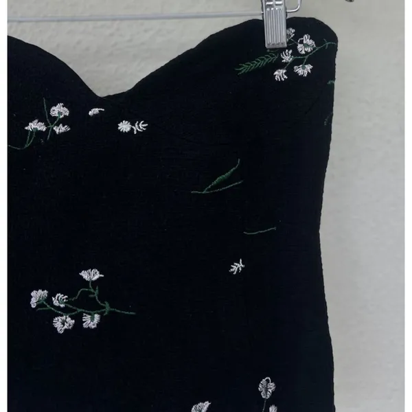 Zara Embroidered Flower Textured Bustier Corset Black Women’s Size Small Party - Image 8