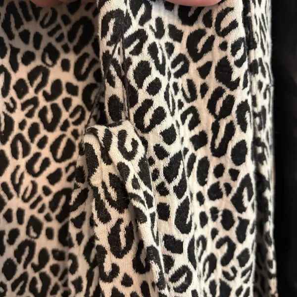 Cato Jacket Small Black White Leopard Print Button‎ Tie Waist Long Sleeve Knit - Image 11