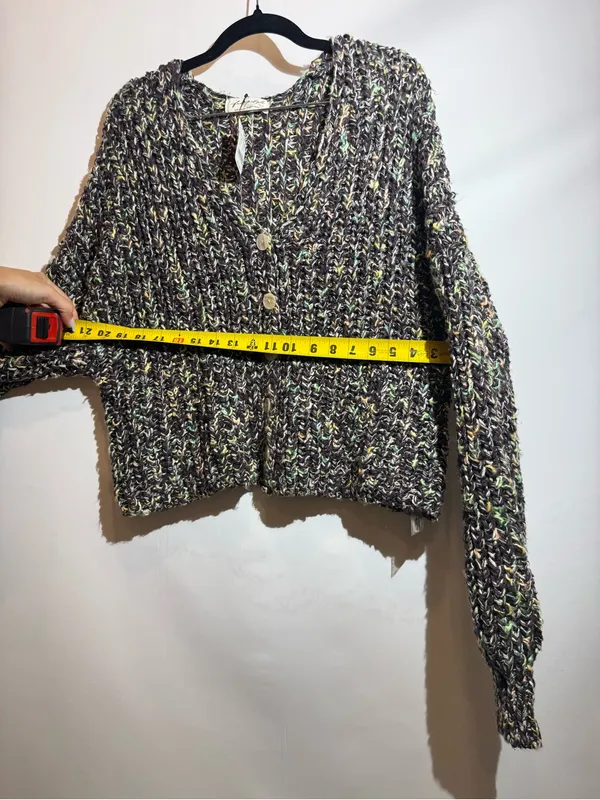 NWT Free People Multicolor Speckled Chunky Button Flea Market Cardigan Size M - Image 6