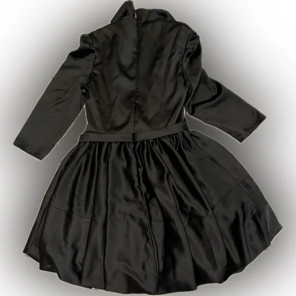 Nwot Mac Duggal 26913 Black Satin A-Line Collar Blazer Belted Mini Dress 4 - Image 5